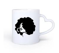 AYUEHBN Ceramic Heart-Shaped handleCeramic Tea Cup African Girl Beauty Hair Salon Afro Lady Hairstyle 11oz/320ml Dishwasher and Microwave Safe