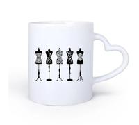 AYUEHBN Ceramic Heart-Shaped handleCeramic Tea Cup Couture Beauty Fashion Studio Dress Mannequins 11oz/320ml Office, Home, Café, Dishwasher & Microwave Safe