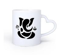 AYUEHBN Ceramic Heart-Shaped handleCoffee and Tea Cups Abstract Ganesha Hindu Hinduism Vedas God 11oz/320ml Cappuccino, Latte Macchiato, Tea, Espresso