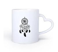 AYUEHBN Ceramic Heart-Shaped handleCoffee Cups with Handle Dream Catcher Dreamcatcher Amulet Cool 11oz/320ml Ceramic Coffee Mug for Cappuccino Tea, Milk,