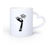 AYUEHBN Ceramic Heart-Shaped handleCoffee Cups with Handle Hinduism Mehndi Lotus Flower Meditation 11oz/320ml Office, Home, Café, Dishwasher & Microwave Safe