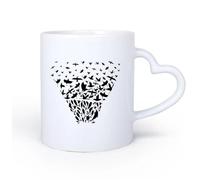 AYUEHBN Ceramic Heart-Shaped handleCoffee Cups with Handle Marine Animals Birds Fish Ocean 11oz/320ml Coffee, Tea, Latte, Milk, Cocoa, Juice and Other Hot Drinks