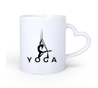 AYUEHBN Ceramic Heart-Shaped handleCoffee & Hot Drinks Aerial Yoga Studio Balance Pose Beauty Girl Mediation Room 11oz/320ml and Microwave-Safe
