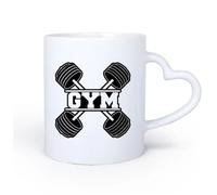 AYUEHBN Ceramic Heart-Shaped handleCoffee & Hot Drinks Gymnastics Man Fitnesscenter Bodybuilding Iron Sports 11oz/320ml for Office, Home
