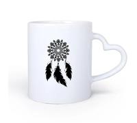 AYUEHBN Ceramic Heart-Shaped handleCoffee Milk Tea Ceramic Mugs Dream Catcher Ethnic Dreamcatcher 11oz/320ml Dishwasher Microwave Safe,for Office and Home