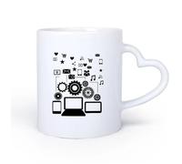 AYUEHBN Ceramic Heart-Shaped handleCoffee Milk Tea Ceramic Mugs Social Network Communication Gadgets 11oz/320ml for Tea, Hot Chocolate