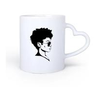 AYUEHBN Ceramic Heart-Shaped handleCoffee Mug Beauty Salon Afro Girl Profile Woman Face Hairstyle 11oz/320ml Ceramic Coffee Mugs for Home or Work