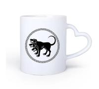AYUEHBN Ceramic Heart-Shaped handleCoffee Mug, Cerberus Three Headed Dog Ancient Greek Myths Greece 11oz/320ml for Coffee Oatmeal Tea Easy to Clean