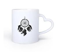 AYUEHBN Ceramic Heart-Shaped handleCoffee Mug Dreamcatcher Dream Catcher Feather Amulet 11oz/320ml & Durable - Microwave & Dishwasher Safe