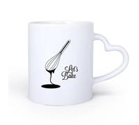 AYUEHBN Ceramic Heart-Shaped handleCoffee Mug, Kitchen Phrase Let's Bake Bakery Baking Products 11oz/320ml for Coffee, Soup, Tea, Milk, Latte, hot Cocoa, Ladies, Men