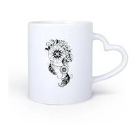 AYUEHBN Ceramic Heart-Shaped handleCool Mugs and Cups Dream Catcher Ethnic Style Feathers Amulet 11oz/320ml Great for Home, Office, Cafes, Gift Ideas