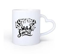 AYUEHBN Ceramic Heart-Shaped handleCool Tea and Coffee Mug Wild Word Freedom Animal Leopard Head 11oz/320ml Great for Home, Office, Cafes, Gift Ideas