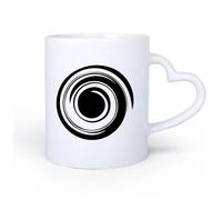 AYUEHBN Ceramic Heart-Shaped handleCups with Comfortable Handle Enso Circle Yoga Mediation Balance 11oz/320ml Office, Home, Café, Dishwasher & Microwave Safe