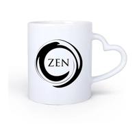 AYUEHBN Ceramic Heart-Shaped handleDurable Mugs Enso Circle Yoga Mediation Zen Balance Yoga Center 11oz/320ml Dishwasher Microwave Safe,for Office and Home