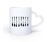 AYUEHBN Ceramic Heart-Shaped handleHome and Office Mugs Arrows Bird's Feathers Ethnic Home 11oz/320ml Humorous Gift for Coffee Lovers, Work Besties, Coworkers & Friends