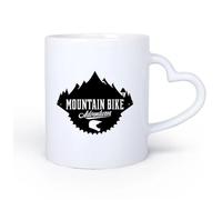 AYUEHBN Ceramic Heart-Shaped handleHome and Office Mugs Extreme Sport Mountain Bike Adventures 11oz/320ml Coffee, Tea, Latte, Milk, Cocoa, Juice and Other Hot Drinks