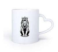 AYUEHBN Ceramic Heart-Shaped handleHome and Office Mugs Jungle Animal Lion King Predator 11oz/320ml for Coffee, Soup, Tea, Milk, Latte, hot Cocoa, Ladies, Men