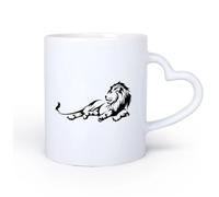 AYUEHBN Ceramic Heart-Shaped handleHome and Office Mugs Lion Jungle Predator Kid Animal 11oz/320ml for Coffee, Soup, Tea, Milk, Latte, hot Cocoa, Ladies, Men