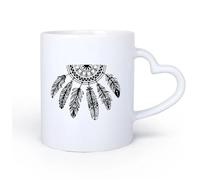 AYUEHBN Ceramic Heart-Shaped handleLarge Mugs for Hot Drinks Dream Catcher Feathers Dreamcatcher 11oz/320ml Dishwasher Microwave Safe,for Office and Home