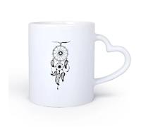 AYUEHBN Ceramic Heart-Shaped handleLarge Tea Coffee and Hot Chocolate Cups Dream Catcher Dreamcatcher 11oz/320ml Unique Office Gift for Women & Men