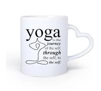 AYUEHBN Ceramic Heart-Shaped handleMug, Coffee/Tea Cup Phrase Motivation Philosophical Statement About Yoga 11oz/320ml for Home or Work