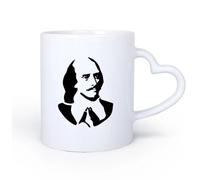 AYUEHBN Ceramic Heart-Shaped handleMug, Coffee/Tea Cup William Shakespeare Writer Poet Literature Book 11oz/320ml for Tea, Hot Chocolate