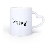 AYUEHBN Ceramic Heart-Shaped handleNovelty Ceramic Cup Musical Instruments Guitar Drum Flute Violin Trumpet 11oz/320ml Restaurant, Office