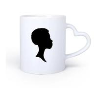 AYUEHBN Ceramic Heart-Shaped handleNovelty Ceramic Cup Profile Afro Woman Girl Face Beauty Fashion 11oz/320ml Dishwasher Microwave Safe,for Office and Home
