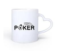 AYUEHBN Ceramic Heart-Shaped handleNovelty Tea or Coffee Cup Four Aces Poker Cards Gambling Ace Casino 11oz/320ml for Tea Coffee Milk Cappuccino