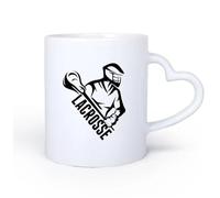 AYUEHBN Ceramic Heart-Shaped handleNovelty Tea or Coffee Cup Lacrosse Player Stick Word Sports 11oz/320ml Humorous Gift for Coffee Lovers, Work Besties, Coworkers & Friends