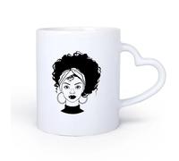AYUEHBN Ceramic Heart-Shaped handlePersonalised Mugs Beautiful African Girl Afro Hairstyle Beauty Salon 11oz/320ml for Milk Tea Cola Water