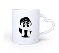 AYUEHBN Ceramic Heart-Shaped handlePersonalised Mugs Hippie Afro Lady Sex Appeal Woman African American Girl 11oz/320ml for Office, Home