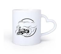 AYUEHBN Ceramic Heart-Shaped handlePersonalised Mugs Railway Steam Train Locomotive Rail Transport 11oz/320ml Office, Home, Café, Dishwasher & Microwave Safe