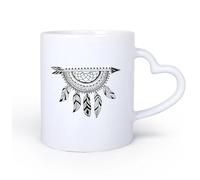 AYUEHBN Ceramic Heart-Shaped handlePorcelain Coffee Mugs Dream Catcher Arrow Dreamcatcher Ethnic 11oz/320ml & Durable - Microwave & Dishwasher Safe