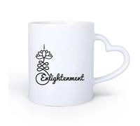 AYUEHBN Ceramic Heart-Shaped handlePorcelain Cup Enlightenment Yoga Studio Lotus Meditation Room 11oz/320ml Cappuccino, Latte Macchiato, Tea, Espresso