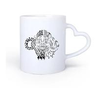 AYUEHBN Ceramic Heart-Shaped handlePorcelain Cups Jaguar Panther Jungle Hunter Big Cat Animal 11oz/320ml for Coffee, Soup, Tea, Milk, Latte, hot Cocoa, Ladies, Men