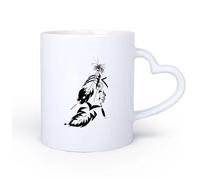 AYUEHBN Ceramic Heart-Shaped handleTea and Coffee Cups Feather Dream Catcher Dreamcatcher Romanic 11oz/320ml & Durable - Microwave & Dishwasher Safe