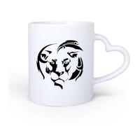 AYUEHBN Ceramic Heart-Shaped handleTea and Coffee Cups Lion Head King Animal Africa Mane 11oz/320ml Great for Home, Office, Cafes, Gift Ideas