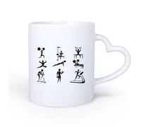 AYUEHBN Ceramic Heart-Shaped handleTea Cup Gymnastics Activity People Doing Fitnesscenter Workout 11oz/320ml Dishwasher Microwave Safe,for Office and Home