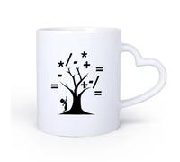 AYUEHBN Ceramic Heart-Shaped handleTea Cup Math School Large Tree Branches Mathematical Symbols 11oz/320ml Humorous Gift for Coffee Lovers, Work Besties, Coworkers & Friends