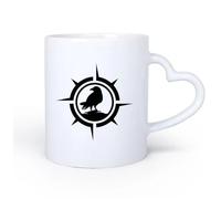 AYUEHBN Ceramic Heart-Shaped handleWhite Ceramic Coffee Mugs Crow Raven Compass Navigation Gothic 11oz/320ml Great for Home, Office, Cafes, Gift Ideas