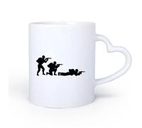 AYUEHBN Ceramic Heart-Shaped handleWhite Ceramic Coffee Mugs Soldiers Military Weapons War Game Room 11oz/320ml Cappuccino, Latte Macchiato, Tea, Espresso