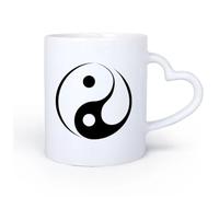AYUEHBN Ceramic Heart-Shaped handleWhite Ceramic Coffee Mugs Yin Yang Om Meditation Zen Yoga Home 11oz/320ml Great for Home, Office, Cafes, Gift Ideas