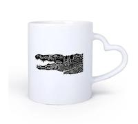 AYUEHBN Ceramic Heart-Shaped handleWhite Mugs Alligator American Animal Predator Ethnic Style 11oz/320ml Coffee, Tea, Latte, Milk, Cocoa, Juice and Other Hot Drinks