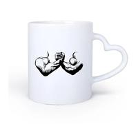 AYUEHBN Ceramic Heart-Shaped handleWhite Mugs Gymnastics Muscles Man Hands Bodybuilder Beautiful Body 11oz/320ml Great Gift for Lovers