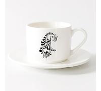 AYUEHBN Ceramic Mug Cup Amazing Fantasy Bird Phoenix Symbol of Revival （6oz/175ml） Dishwasher Microwave Safe,for Office and Home ，Sets Tea Cup with Saucers (White)