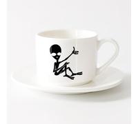 AYUEHBN Ceramic Mug Cup Cartoon UFO Alien Science Fiction Fantasy （6oz/175ml） Humorous Gift for Coffee Lovers, Work Besties, Coworkers & Friends，Sets Tea Cup with Saucers (White)