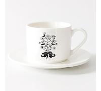AYUEHBN Ceramic Mug Cup Floral Motif Bush Camomiles Beautiful Bouquet of Flowers （6oz/175ml） Restaurant, Office，Sets Tea Cup with Saucers (White)