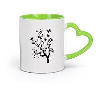AYUEHBN Ceramics Ceramic Coffee Cup Asian Style Sakura Tree Flowers Butterfly （11oz/320ml） Ceramic Coffee Mug for Cappuccino Tea, Milk, Green