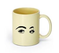 AYUEHBN Ceramics Ceramic Coffee Cup Beautiful Eyes Big Eye Lashes Beauty Salon Makeup （11oz/320ml） Ceramic Coffee Mugs for Home or Work Beige